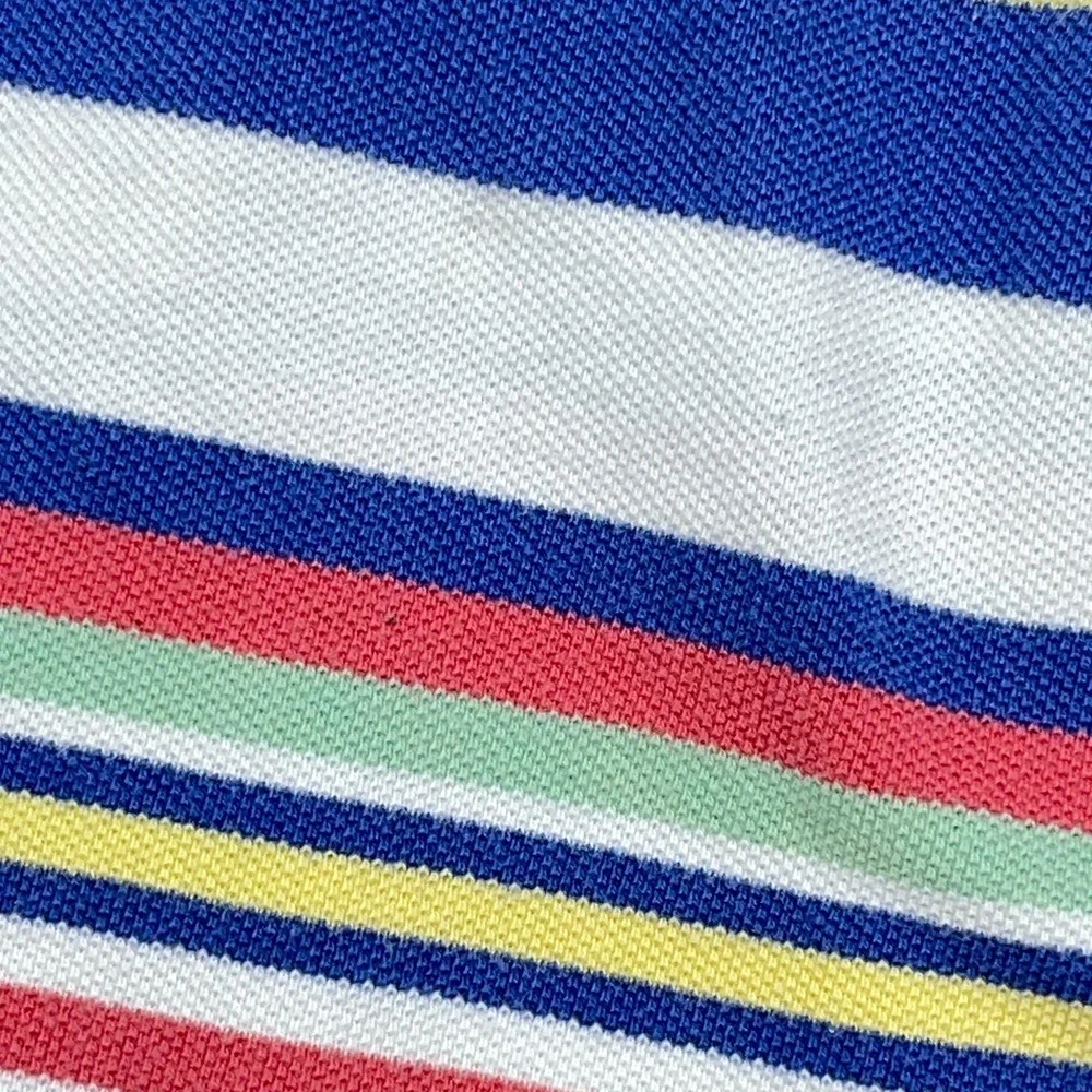 Polo Ralph Lauren Polo Shirt Men 2XB Yellow Blue Striped Mesh Rugby VTG Y2K *